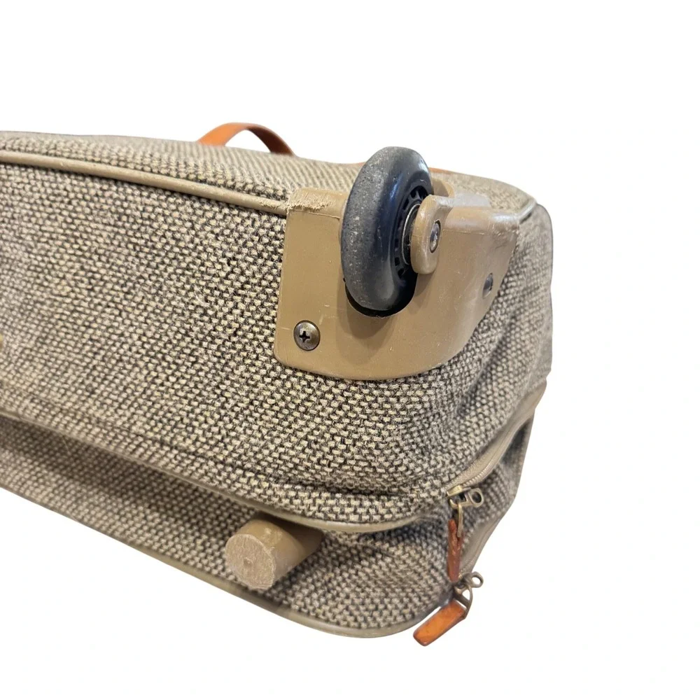 Hartmann‎ Mobile Office Bag Unisex Large Tan Tweed Leather Vintage Rolling